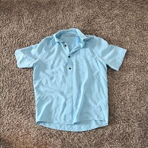 Caribbean Light Blue Casual Button Down Shirt